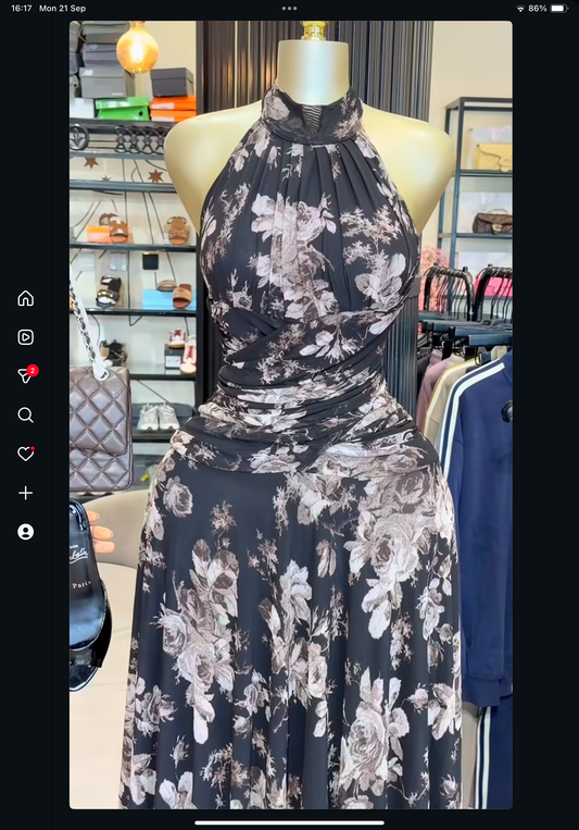 Brown halter neck dress