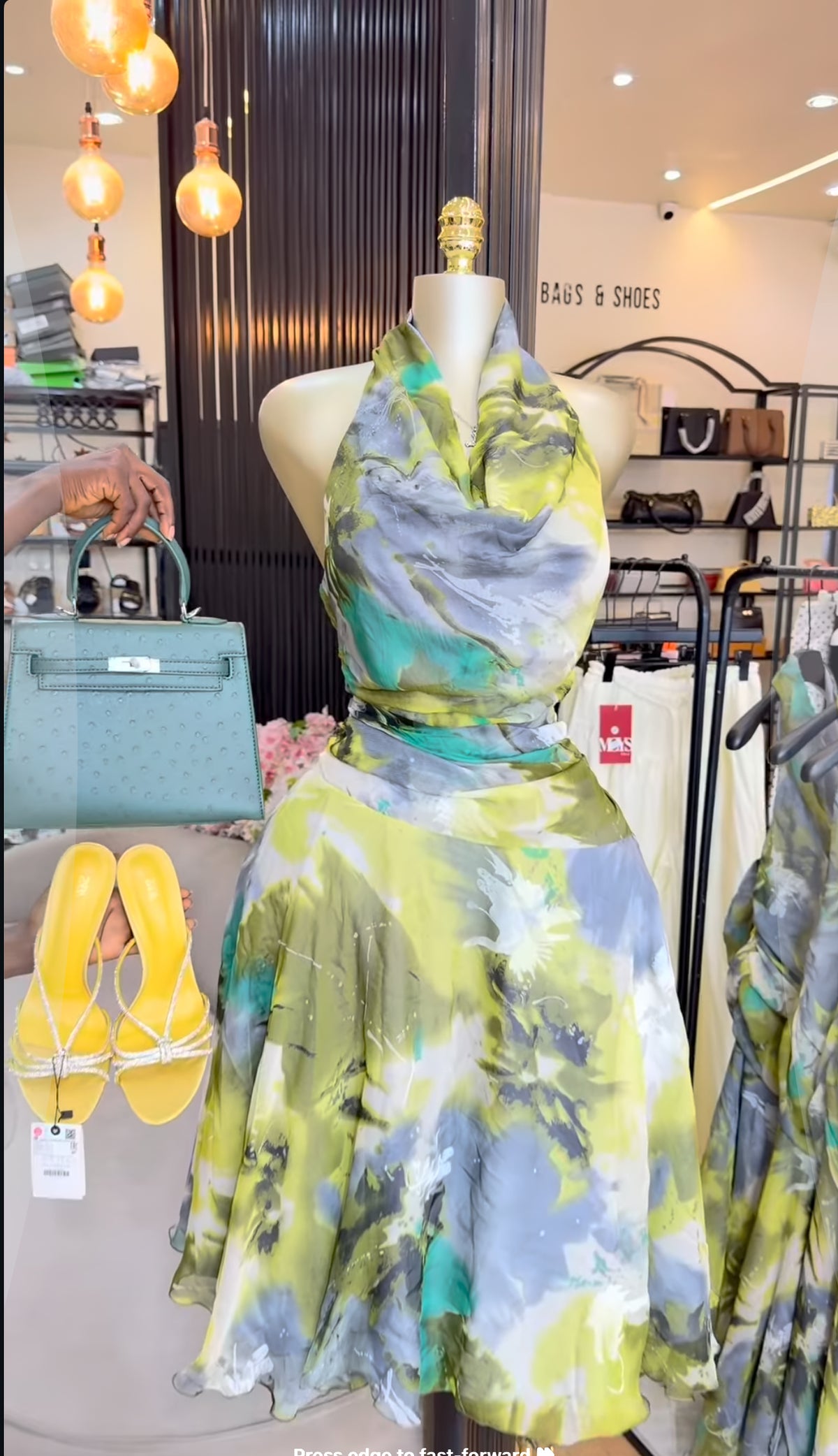 Silk maxi dress(green)