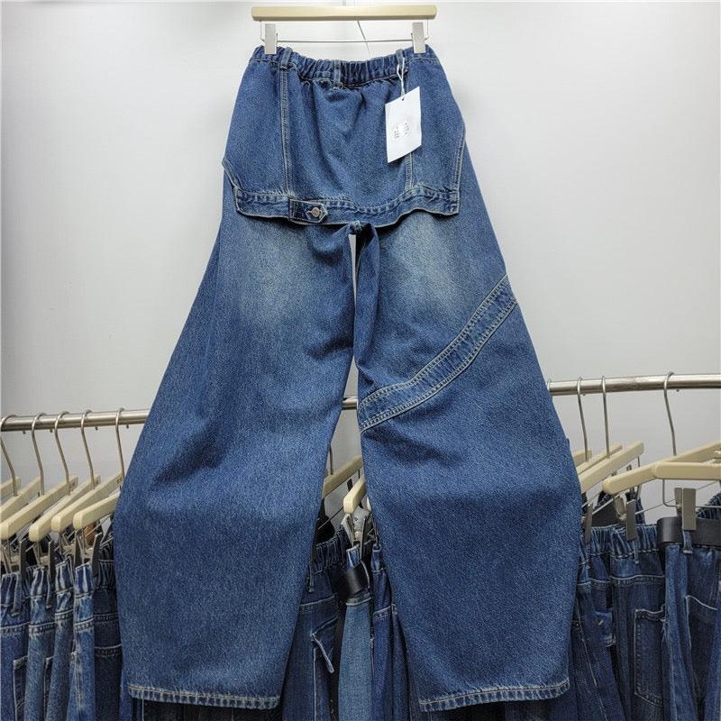 Front skirt barrel jean