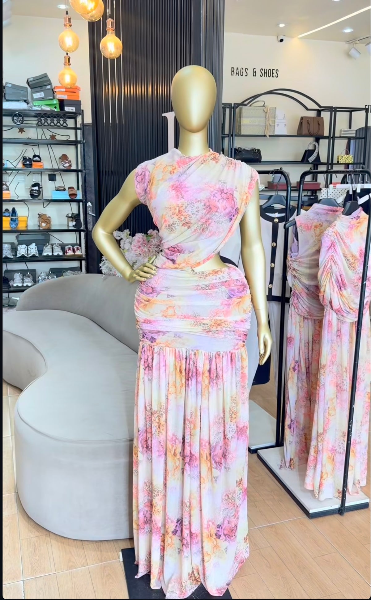 Floral net cut-out mesh dress