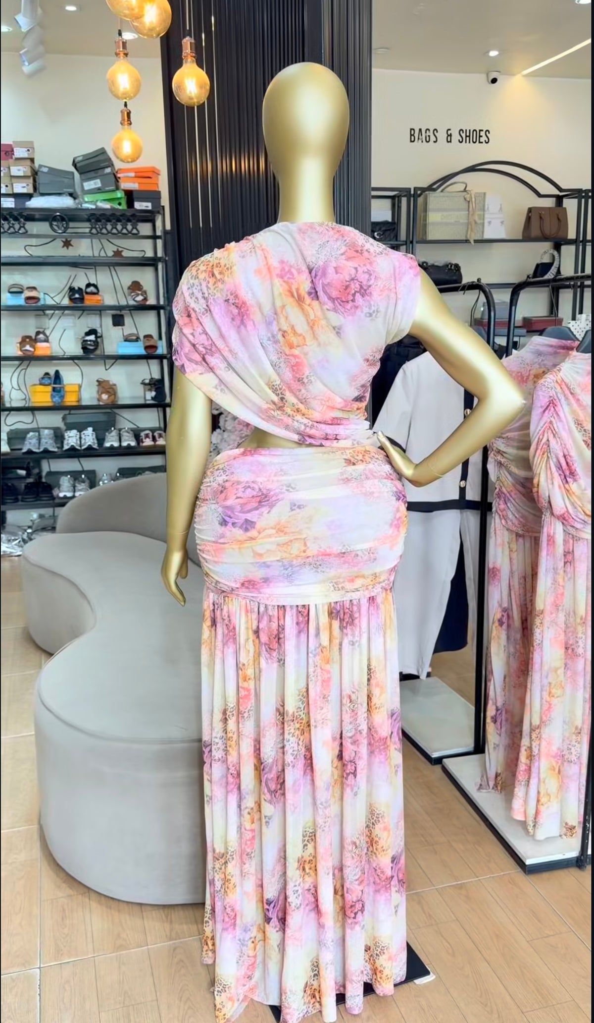 Floral net cut-out mesh dress