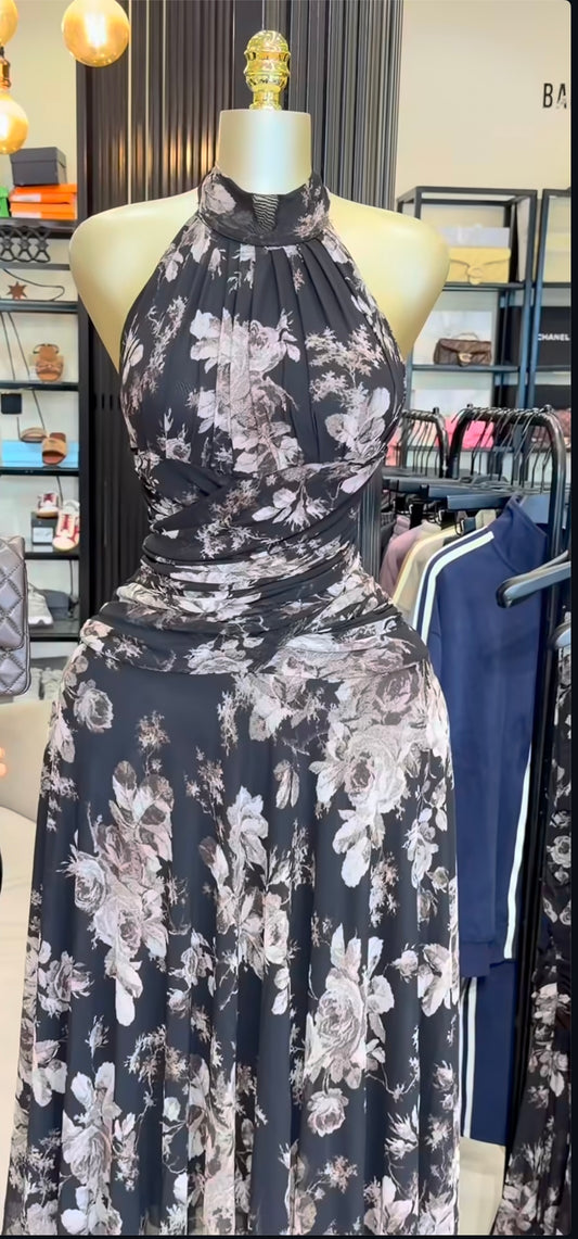 Brown halter neck dress