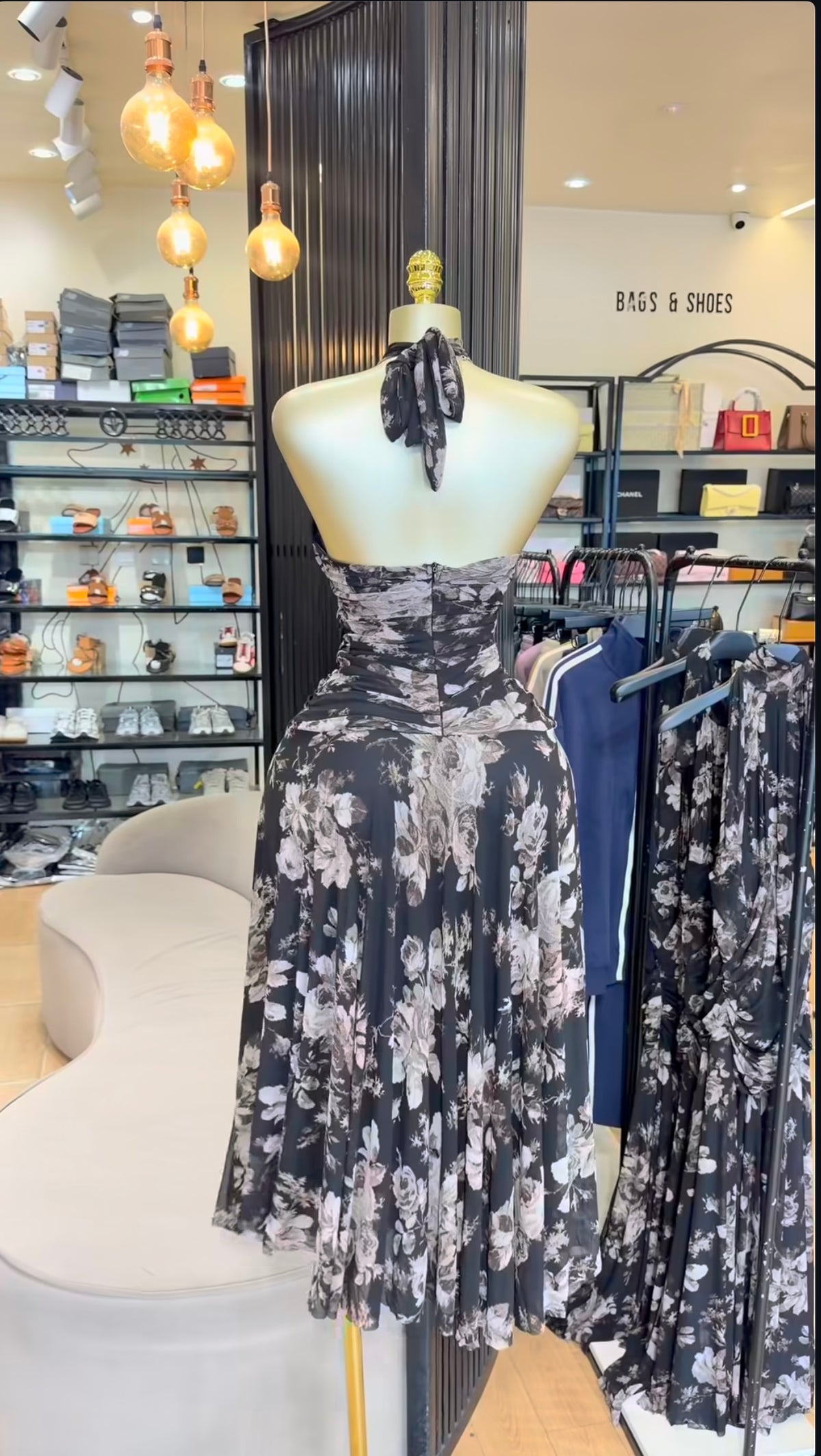 Brown halter neck dress