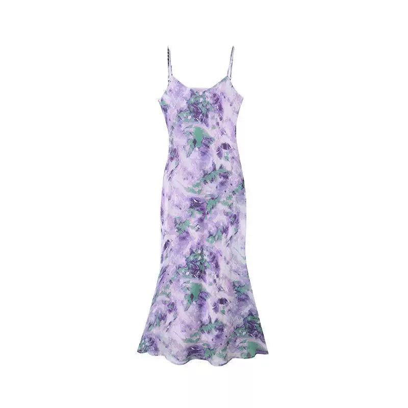 Silk floral cowl neck gown