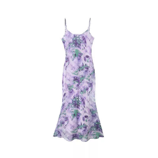 Silk floral cowl neck gown