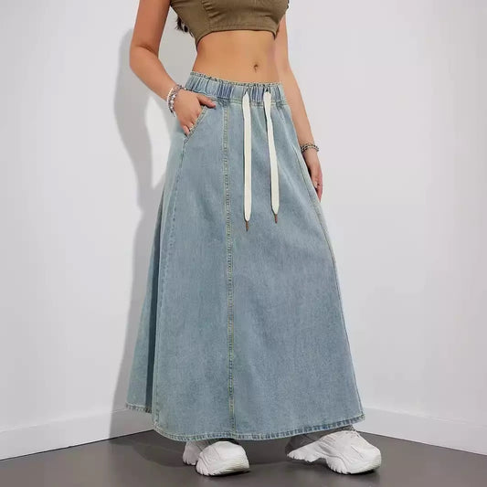 Denim maxi skirt