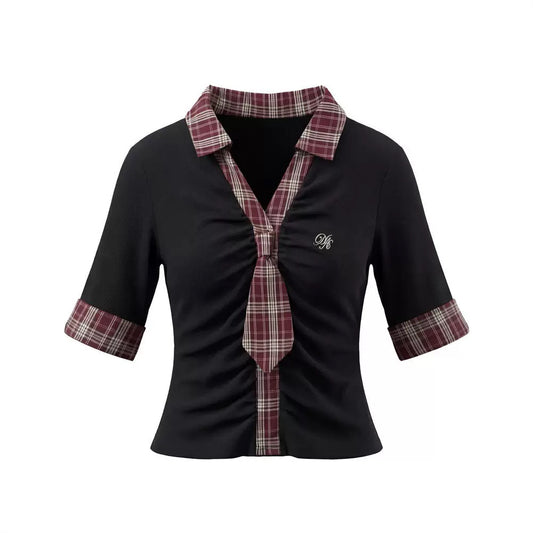 Checkered black top