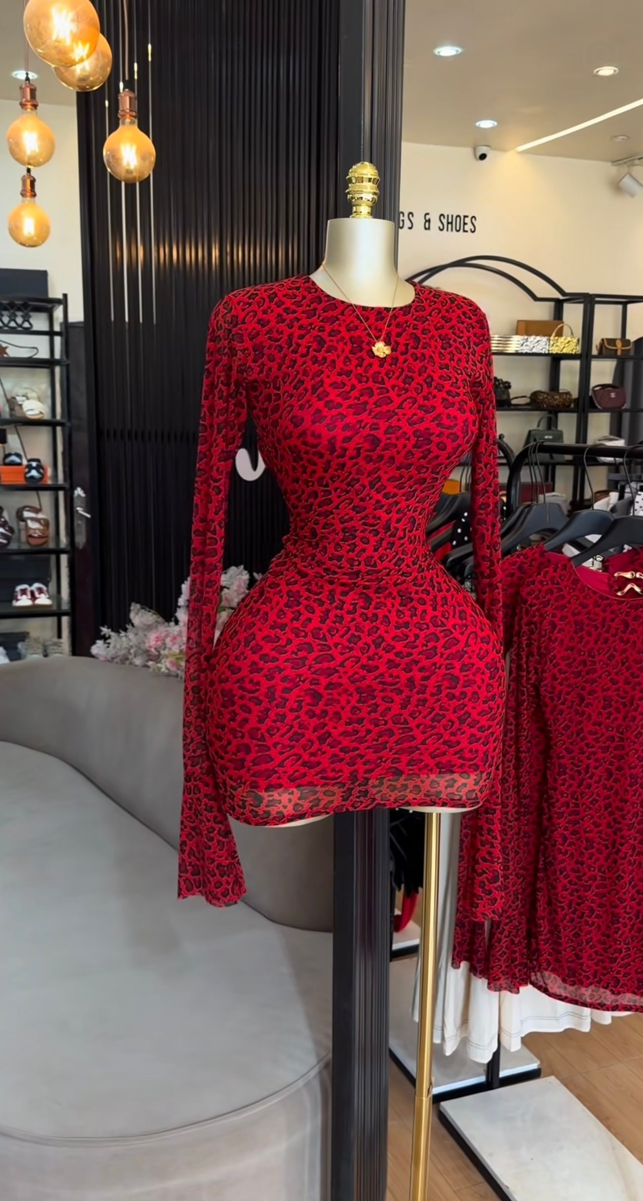Red leopard print dress