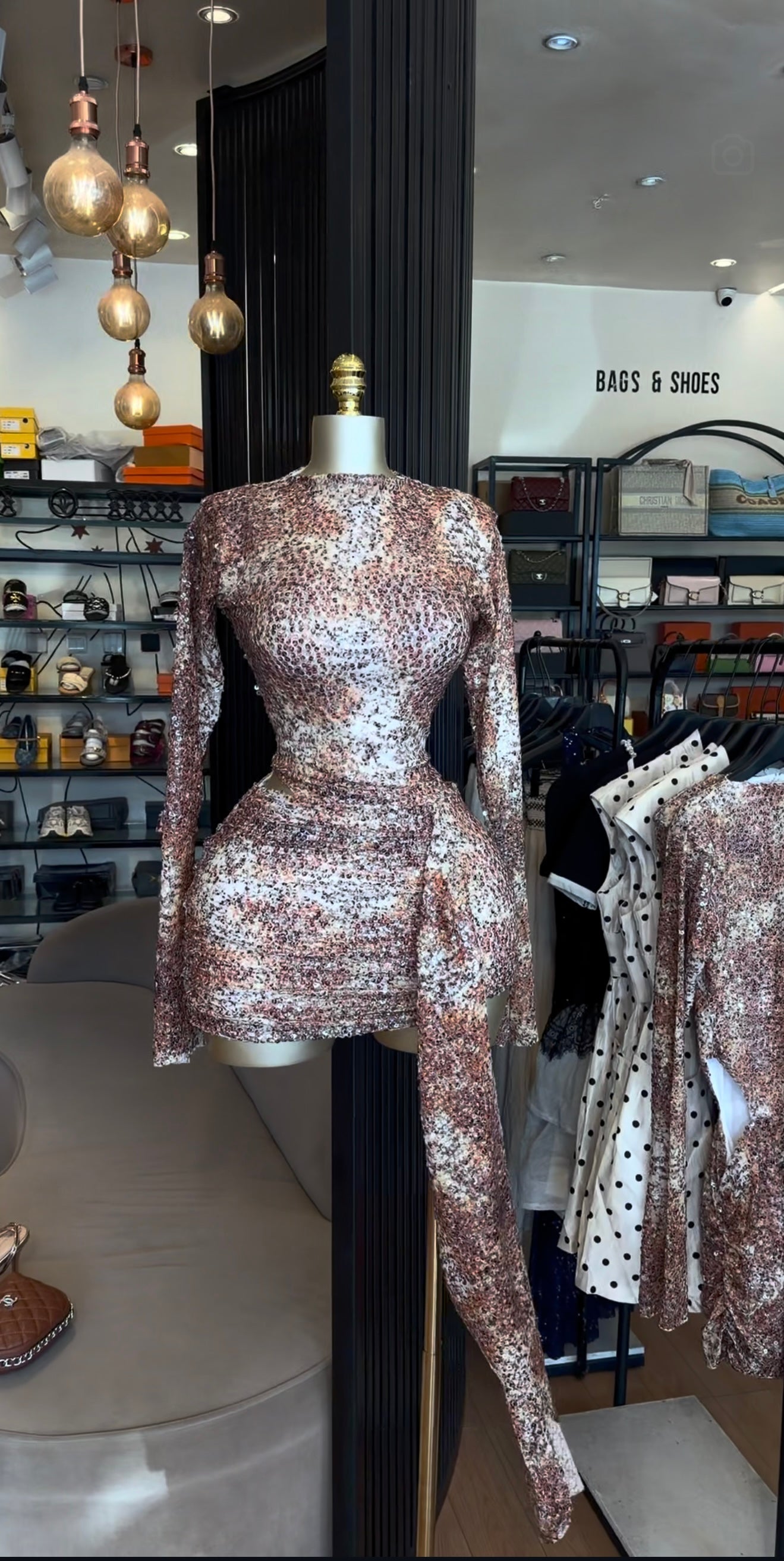 Brown sequence dress