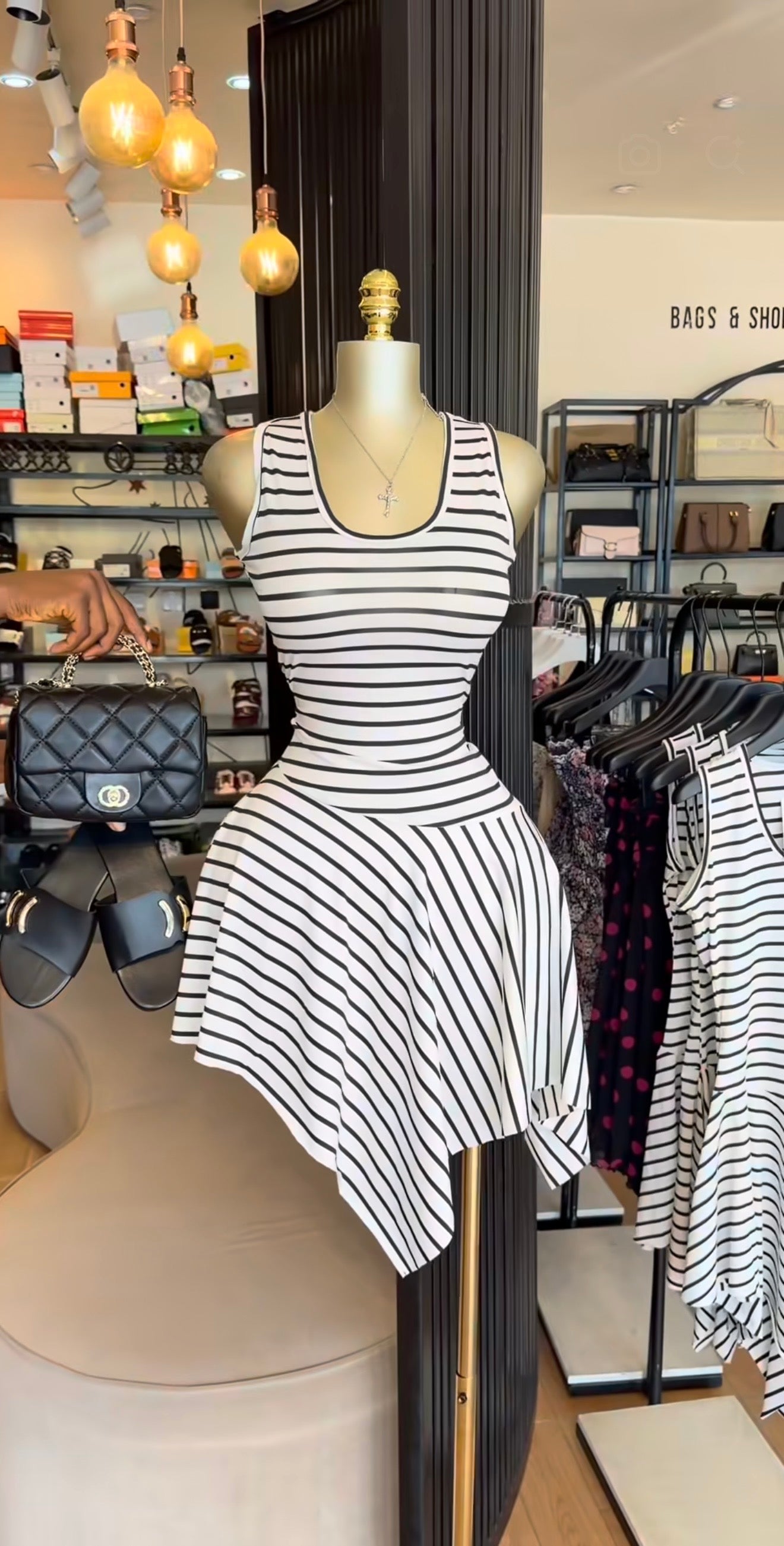 Stripe asymmetrical dress