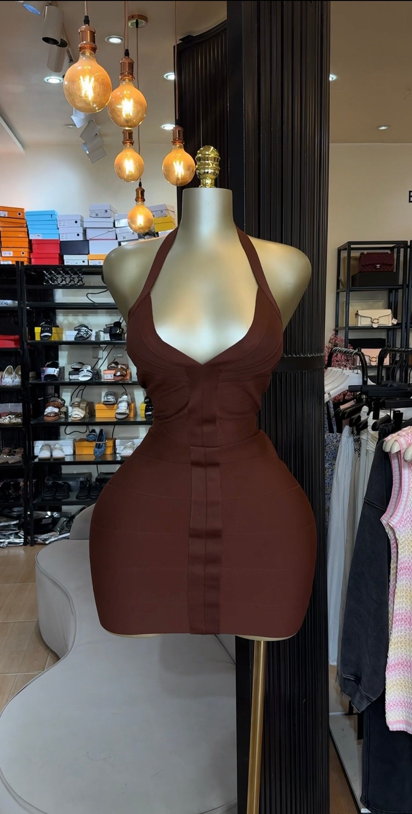 Brown bandage dress